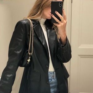 plt black faux leather jacket